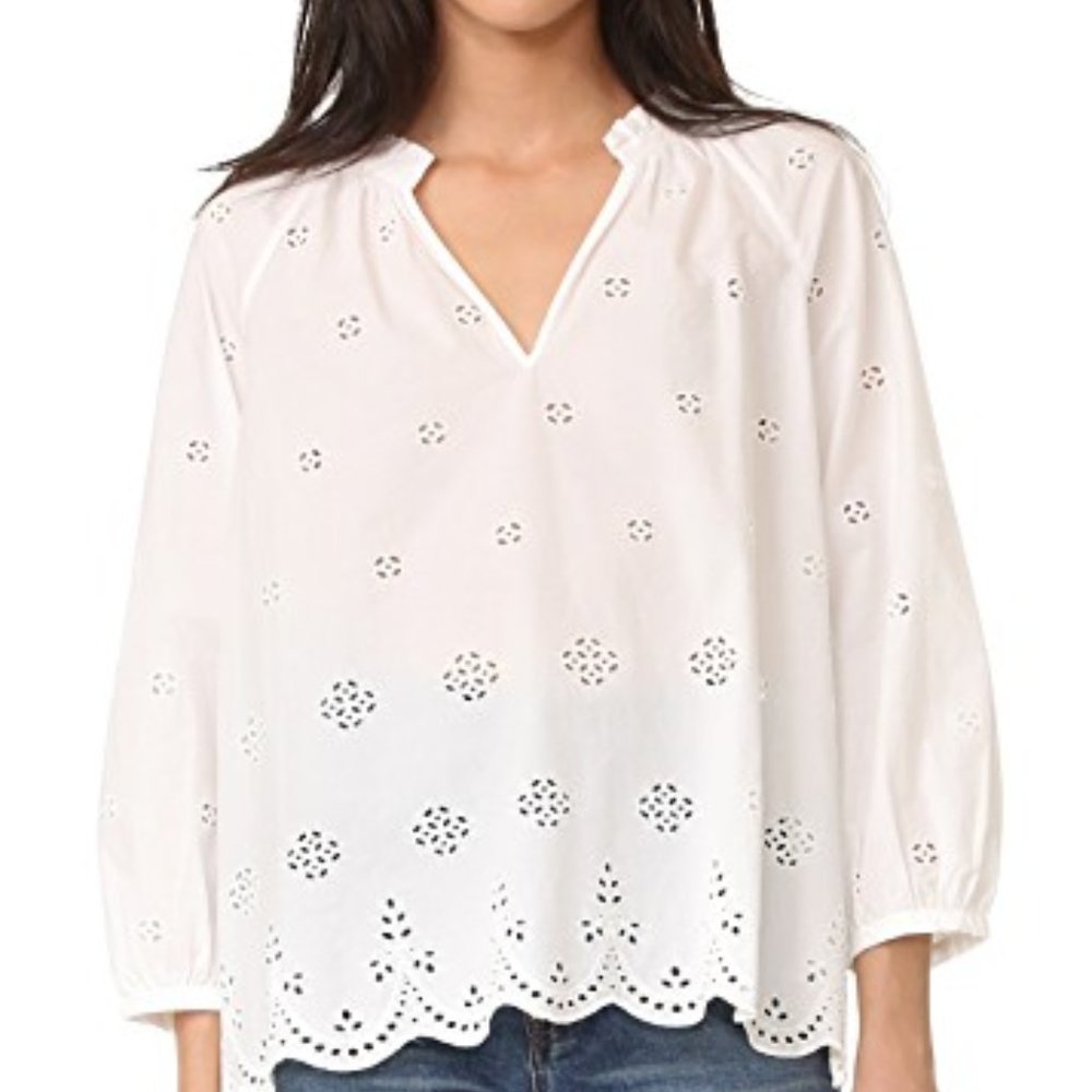 Madewell Eyelet Blouse with Scallop Hem